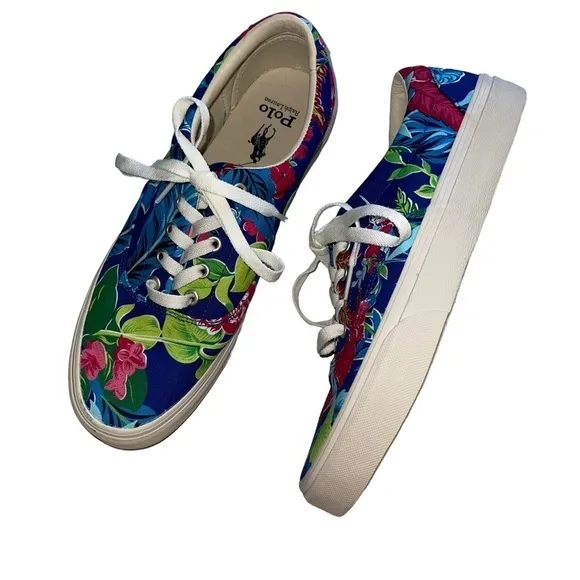 Polo Ralph Lauren Men’s Size 10 Keaton Floral Canvas Sneakers Tropical print NWT