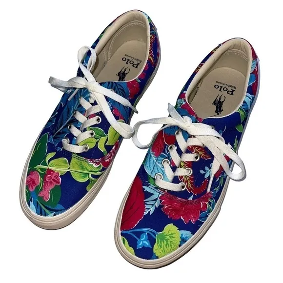 Polo Ralph Lauren Men’s Size 10 Keaton Floral Canvas Sneakers Tropical print NWT