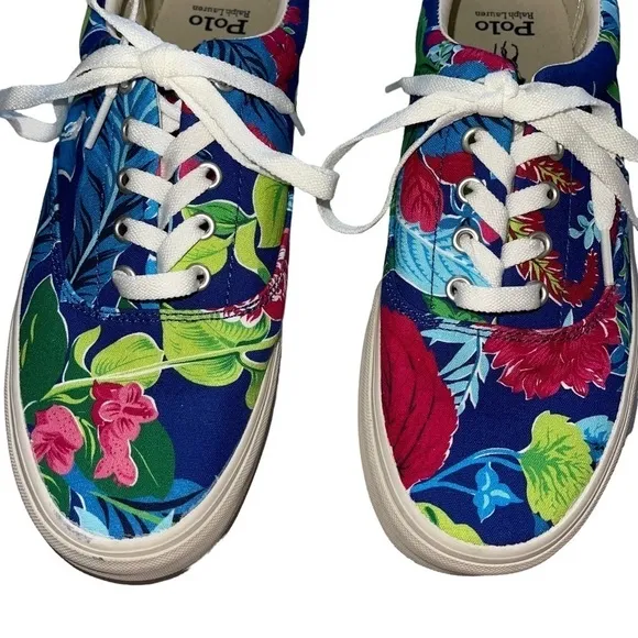 Polo Ralph Lauren Men’s Size 10 Keaton Floral Canvas Sneakers Tropical print NWT