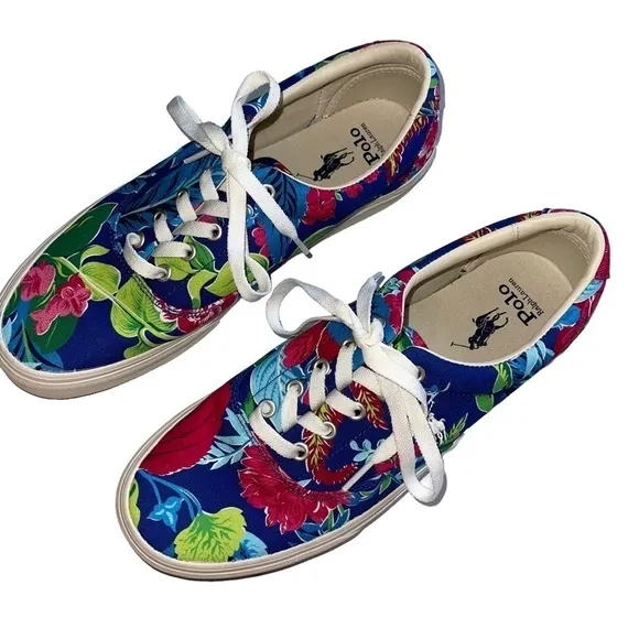 Polo Ralph Lauren Men’s Size 10 Keaton Floral Canvas Sneakers Tropical print NWT