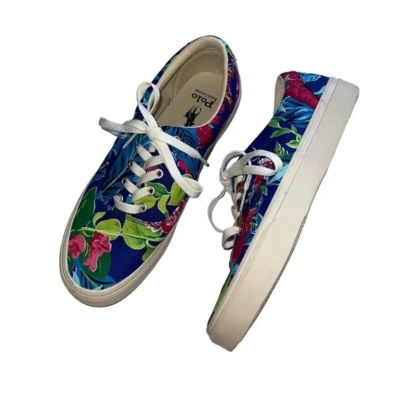 Polo Ralph Lauren Men’s Size 10 Keaton Floral Canvas Sneakers Tropical print NWT