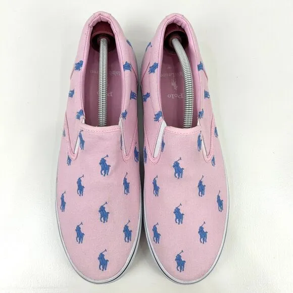 Polo Ralph Lauren Shoes Men's 13D Pink Pony AOP Thompson‎ Slip Ons Preppy