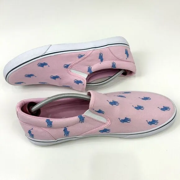 Polo Ralph Lauren Shoes Men's 13D Pink Pony AOP Thompson‎ Slip Ons Preppy