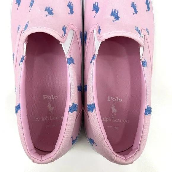 Polo Ralph Lauren Shoes Men's 13D Pink Pony AOP Thompson‎ Slip Ons Preppy