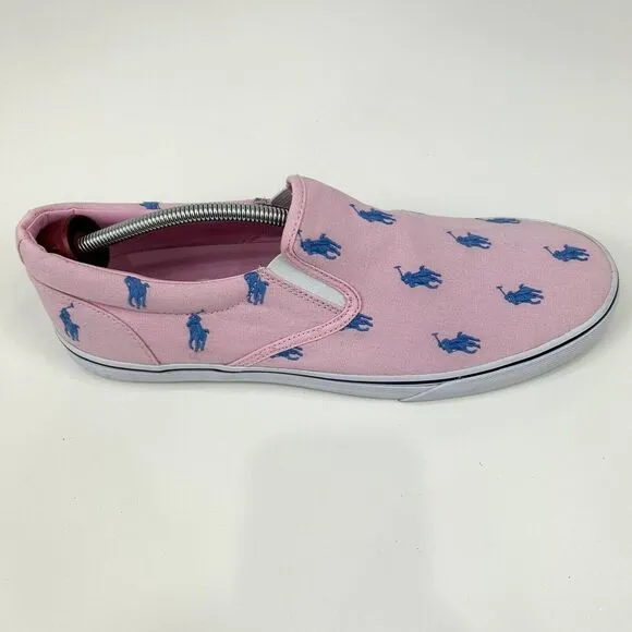 Polo Ralph Lauren Shoes Men's 13D Pink Pony AOP Thompson‎ Slip Ons Preppy