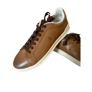 Polo Ralph Lauren Sneakers Men's 11.5 Brown Leather Casual Shoes NWOB Classic