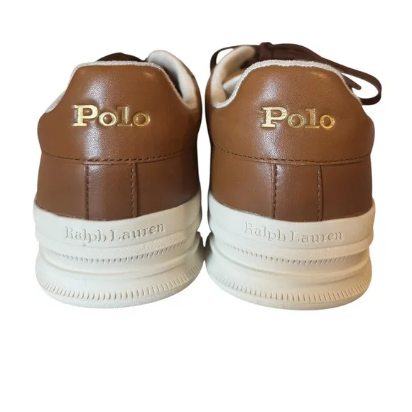Polo Ralph Lauren Sneakers Men's 11.5 Brown Leather Casual Shoes NWOB Classic