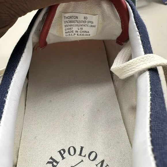 Polo Ralph Lauren Thornton Mens 8D Stars &amp; Stripes Patriotic Flag Canvas Shoes