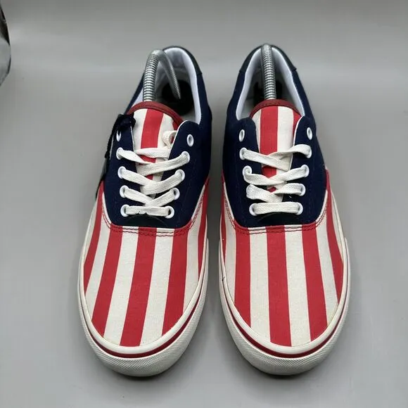 Polo Ralph Lauren Thornton Mens 8D Stars &amp; Stripes Patriotic Flag Canvas Shoes