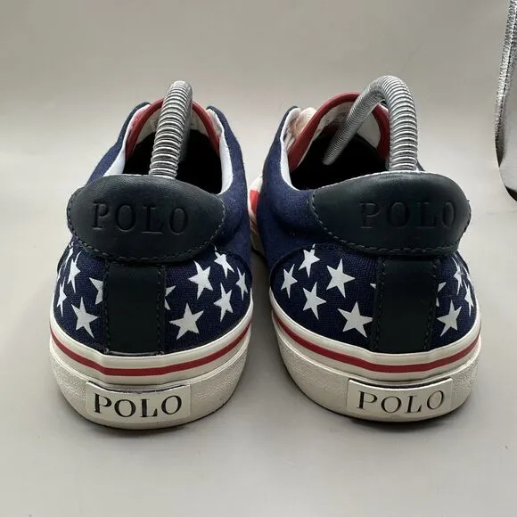 Polo Ralph Lauren Thornton Mens 8D Stars &amp; Stripes Patriotic Flag Canvas Shoes