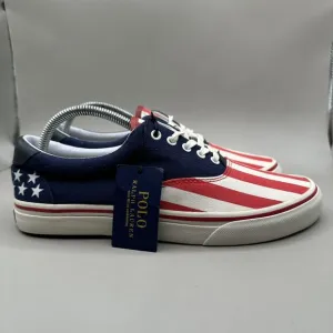 Polo Ralph Lauren Thornton Mens 8D Stars &amp; Stripes Patriotic Flag Canvas Shoes
