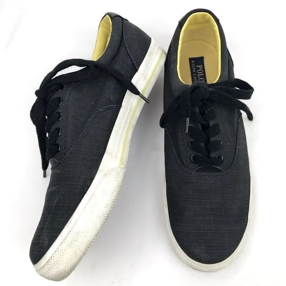 Polo Ralph Lauren Vaughn Matte Black Ripstop Sneaker Deck Shoes