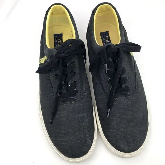 Polo Ralph Lauren Vaughn Matte Black Ripstop Sneaker Deck Shoes
