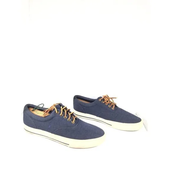 Polo Ralph Lauren Vaughn Men Canvas Sneakers Navy Blue Size 9.5