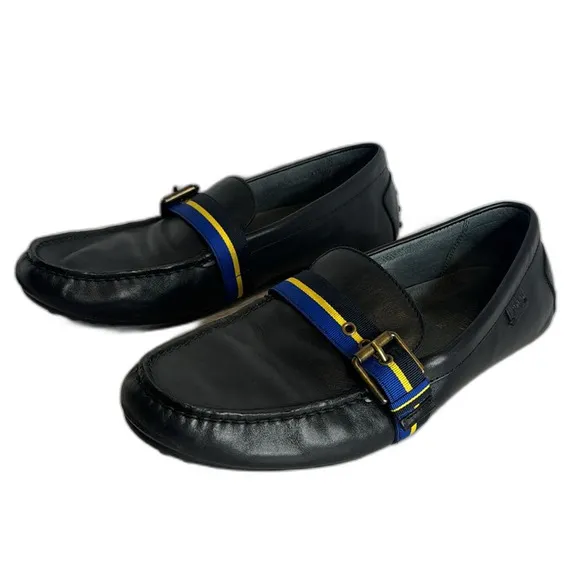 Polo Ralph Lauren Wessel Men's Shoes Size 12D Drivers Buckled Black Leather