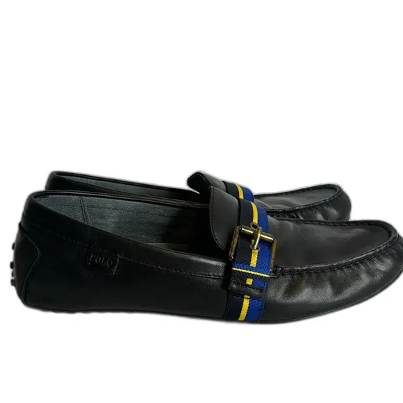 Polo Ralph Lauren Wessel Men's Shoes Size 12D Drivers Buckled Black Leather