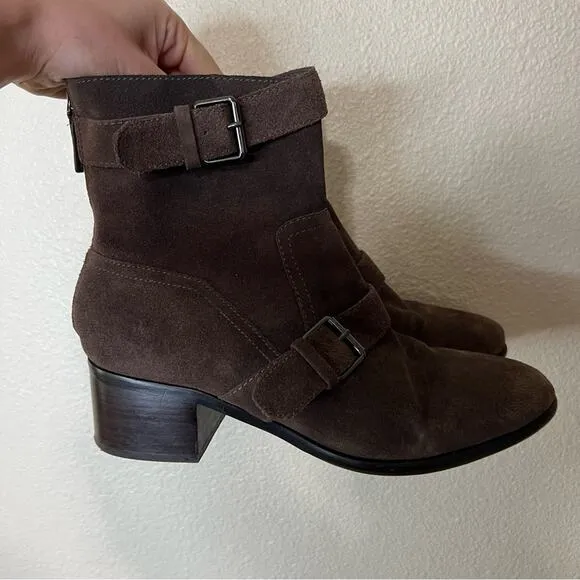 Pour La Victoire Martine brown suede zipper ankle boots 10