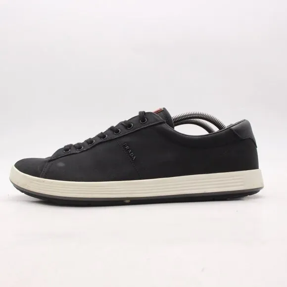 Prada Black Canvas Shoes Men's UK 9 Lace Up Casual Trainers Sneakers
