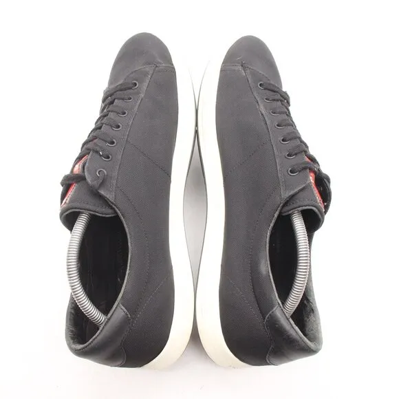 Prada Black Canvas Shoes Men's UK 9 Lace Up Casual Trainers Sneakers