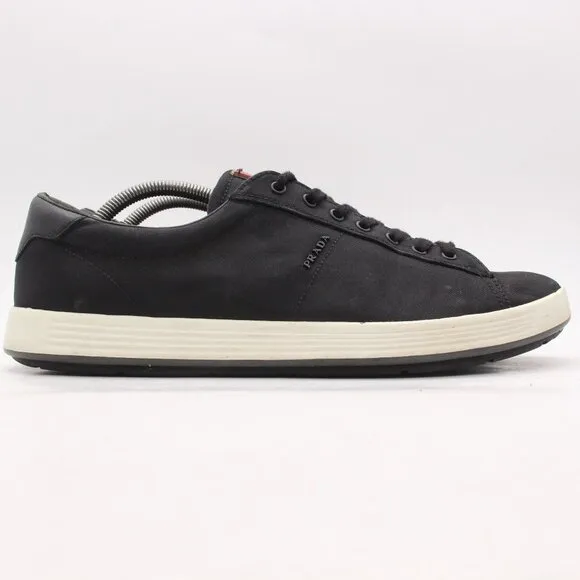 Prada Black Canvas Shoes Men's UK 9 Lace Up Casual Trainers Sneakers