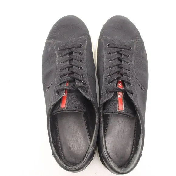 Prada Black Canvas Shoes Men's UK 9 Lace Up Casual Trainers Sneakers