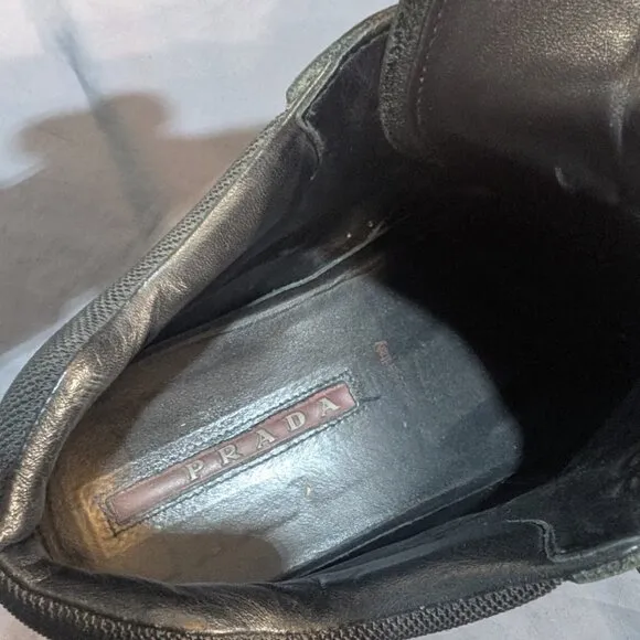 Prada Black Leather and Canvas Sneakers Men Size 9
