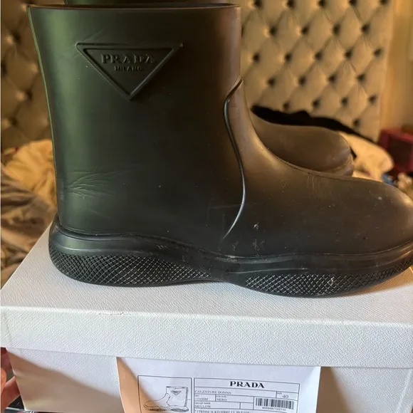 Prada Black Rubber Boots