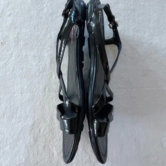 Prada Black Sandals w/ small Prada Spell Out / sz 39