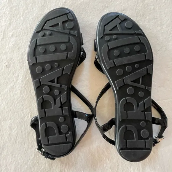 Prada Black Sandals w/ small Prada Spell Out / sz 39