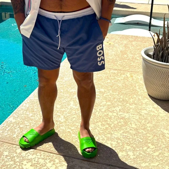 PRADA Signature Logo Rubber Pool Slides
