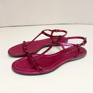 Prada Sport 2000s Vintage Y2K Strappy Leather Sandals in Pink Metallic