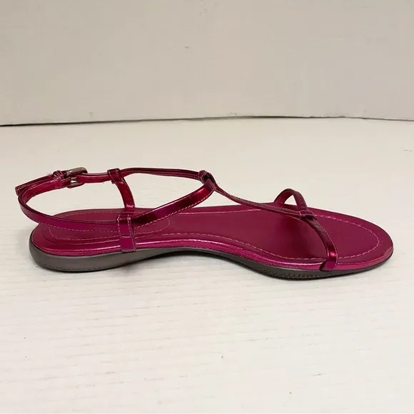 Prada Sport 2000s Vintage Y2K Strappy Leather Sandals in Pink Metallic