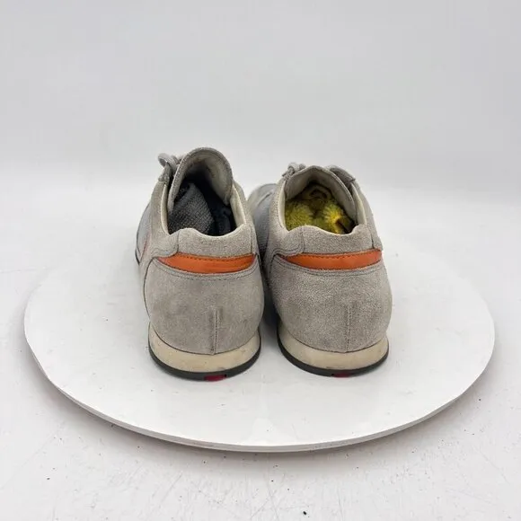 Prada Women Size EU 36.5 US 6.5 Silver Grey Orange Suede Lace Up Shoes