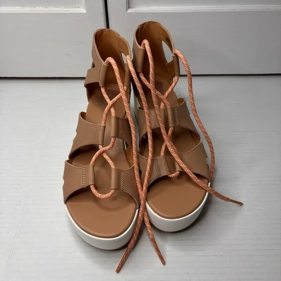 Price firm SOREL Cameron Flatform Lace-Up Wedge Sandals Size 8.5