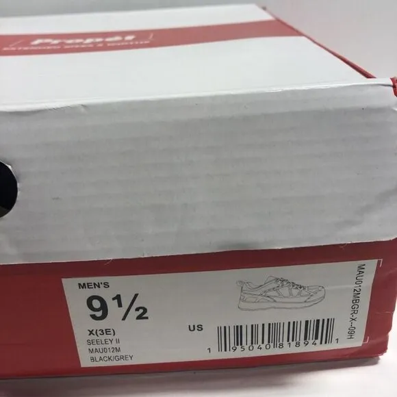 Propet Men’s Seeley II, Black/Gray Composite Toe Sneakers, Size 9.5 X(3E)