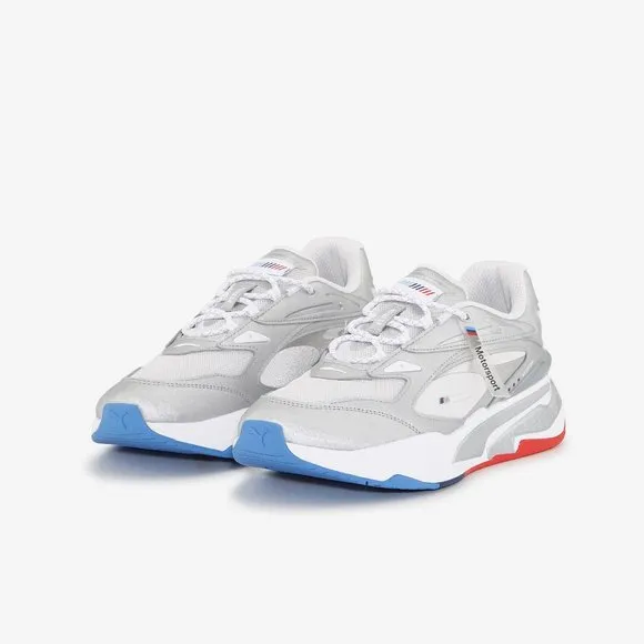 Puma BMW MMS RS Fast Low Mens Casual Shoes Silver White 307082-01 NEW Size 8