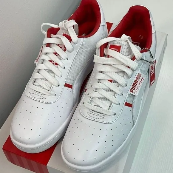 Puma California TMC Nipsey Hussle‎ White Red Sneakers Casual Shoes Size 10