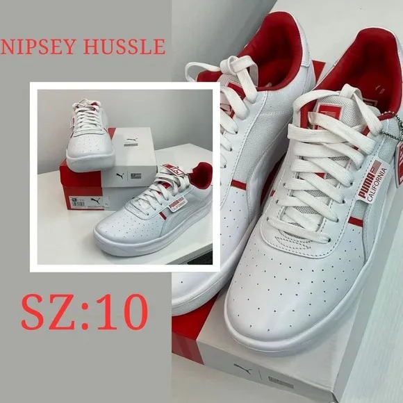 Puma California TMC Nipsey Hussle‎ White Red Sneakers Casual Shoes Size 10