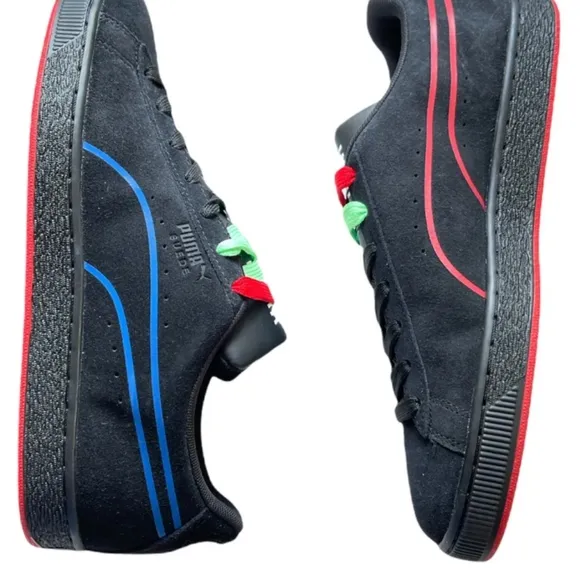 Puma Suede Hypnotic Lace Up Youth Boys Black Sneakers Casual Shoes