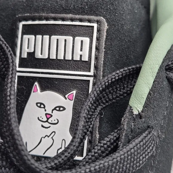 Puma x RIPNDIP Sneaker Shoes Men's Size 8 Cat Character Black Suede 393872-01