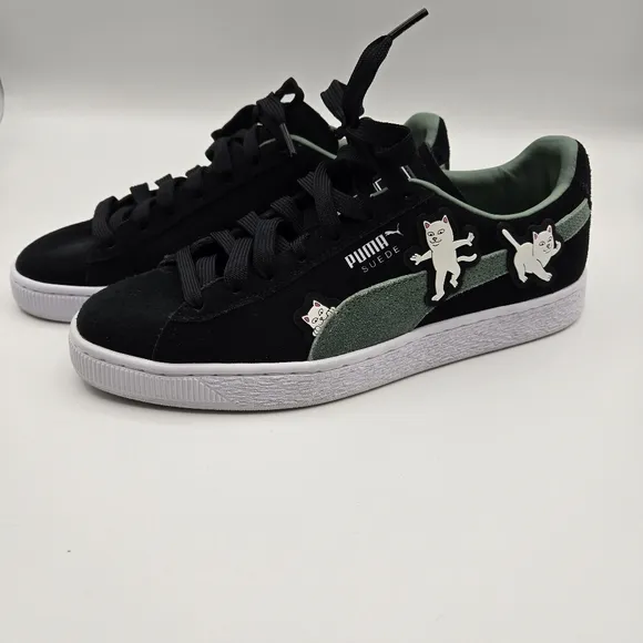Puma x RIPNDIP Sneaker Shoes Men's Size 8 Cat Character Black Suede 393872-01