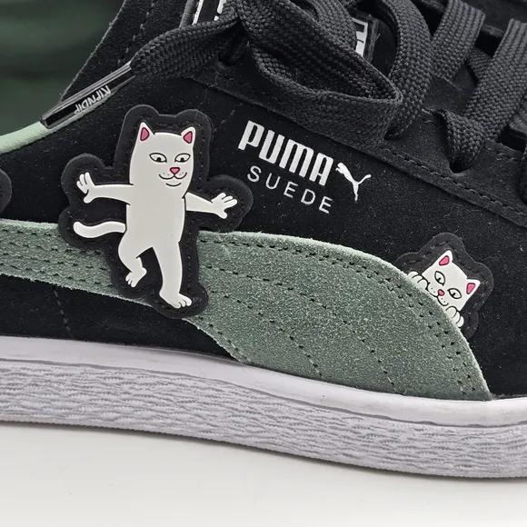 Puma x RIPNDIP Sneaker Shoes Men's Size 8 Cat Character Black Suede 393872-01