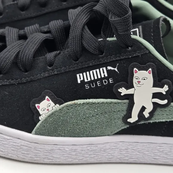 Puma x RIPNDIP Sneaker Shoes Men's Size 8 Cat Character Black Suede 393872-01