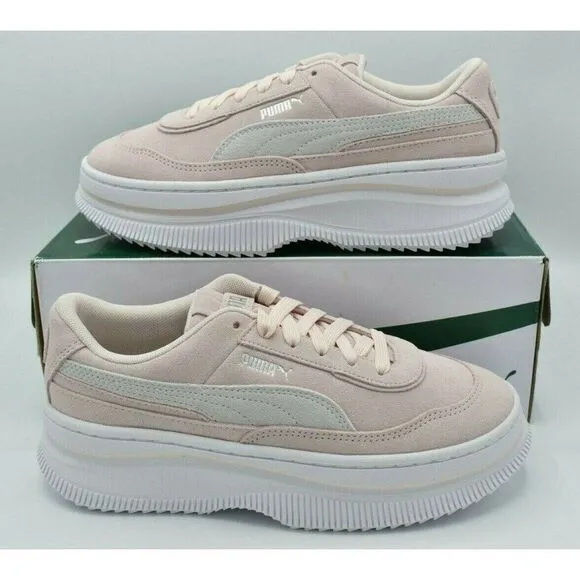 Puma Womens Size 9 Deva Suede Pink White Casual Platform Shoes Sneakers