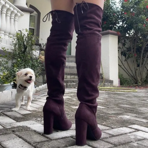 Purple Suede Thigh High Boots
