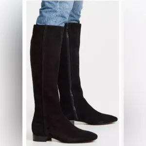 Rag &amp; Bone Aslen Knee High Suede Leather Boot Black Size: 39.5