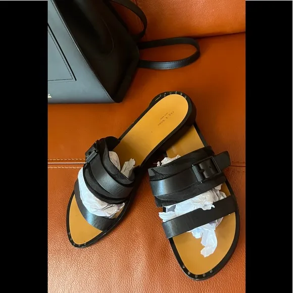 rag &amp; bone black leather  sandals
