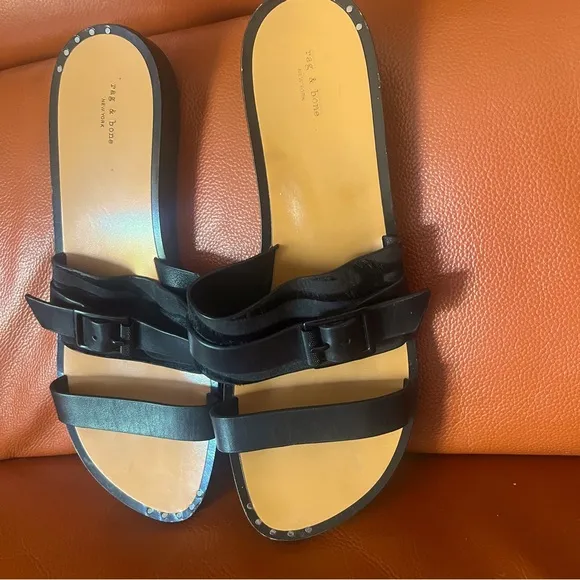 rag &amp; bone black leather  sandals