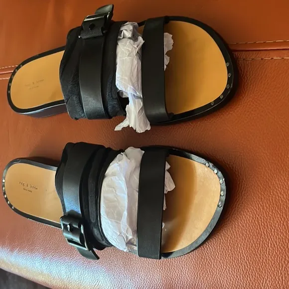 rag &amp; bone black leather  sandals