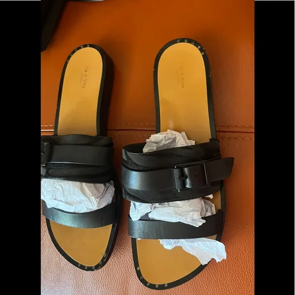 rag &amp; bone black leather  sandals